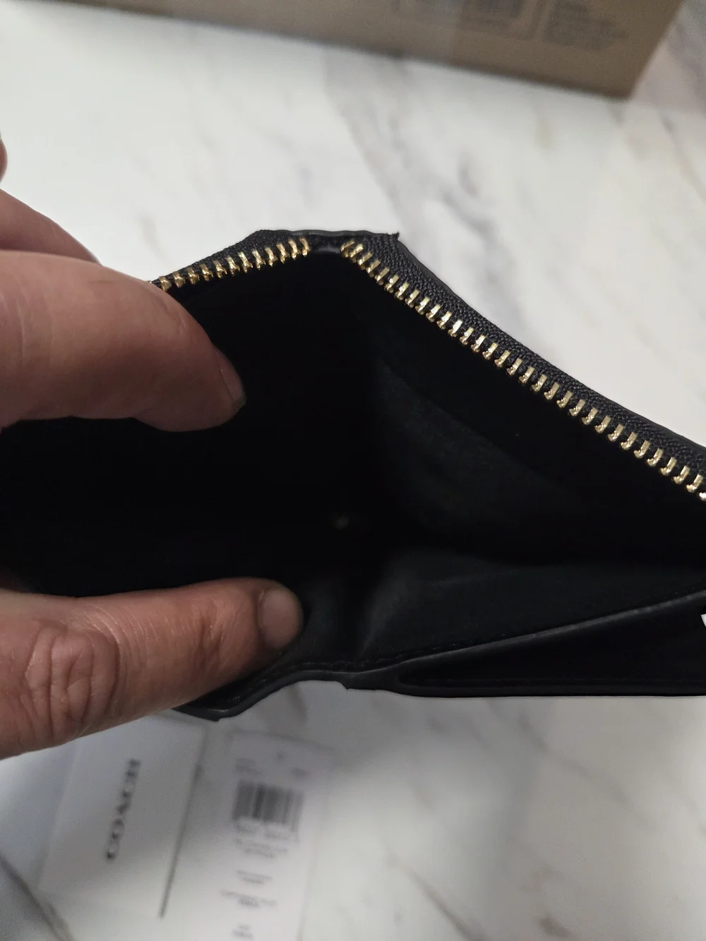 Coach Black Pebbled Leather Zip Wallet